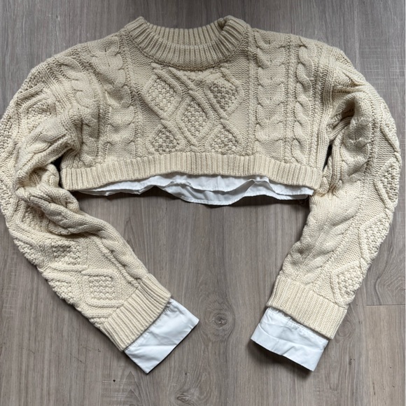 Lioness Sweaters - Lioness Cream Cable Knit Crew Neck Sweater